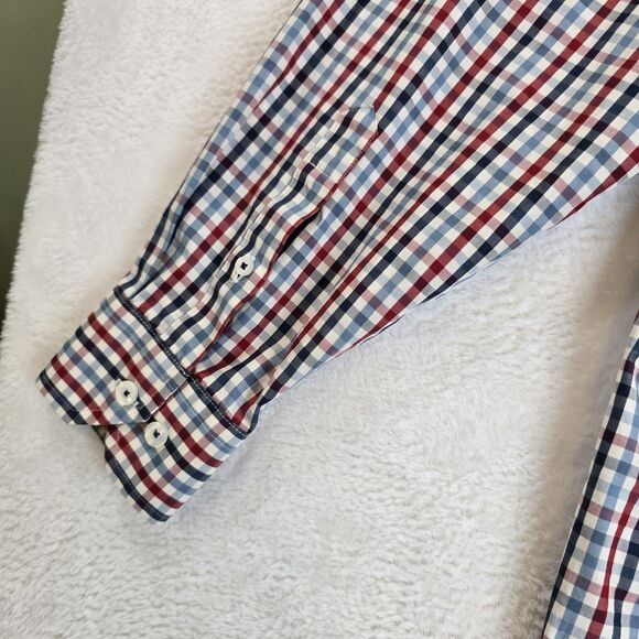 Onward Reserve Shirt Mens Large Red Blue Plaid Classic Fit Non Iron Cotton - Picture 10 of 16